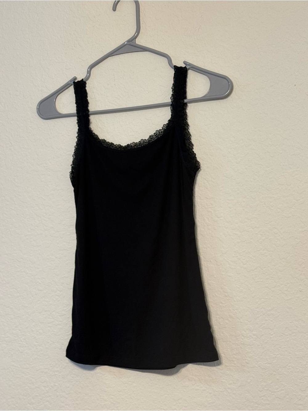 Black Lace Trim Tank Top